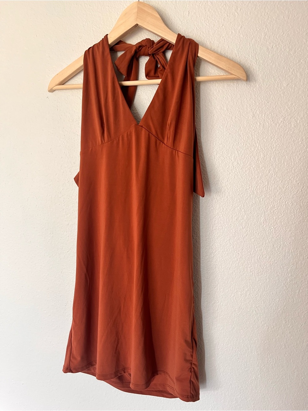 Abercrombie & Fitch One-Shoulder Rust Halter Dress